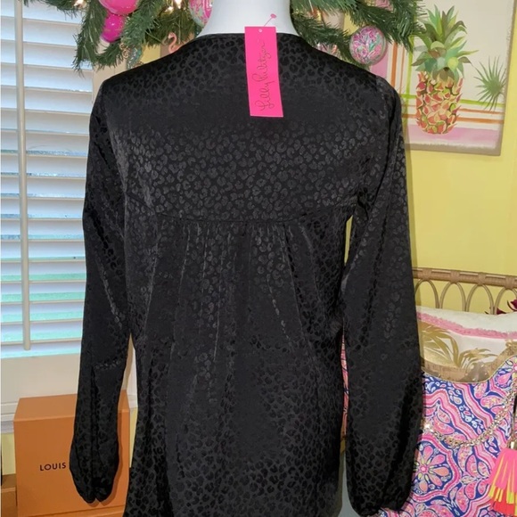 Lilly Pulitzer NWT Hensley Leopard Jacquard Top Onyx $128 Size XXS - Picture 2 of 11